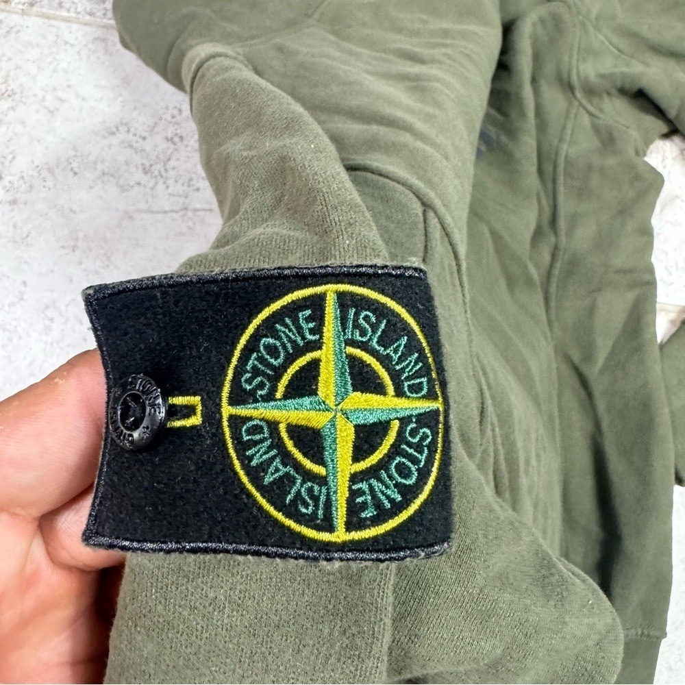 Supreme X Stone Island Olive Green Hoodie Sweater Mens Medium - Picture 10 of 14